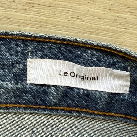 Frame Blue Denim Ankle Crop Distressed Button Fly 33 - Picture 7 of 10